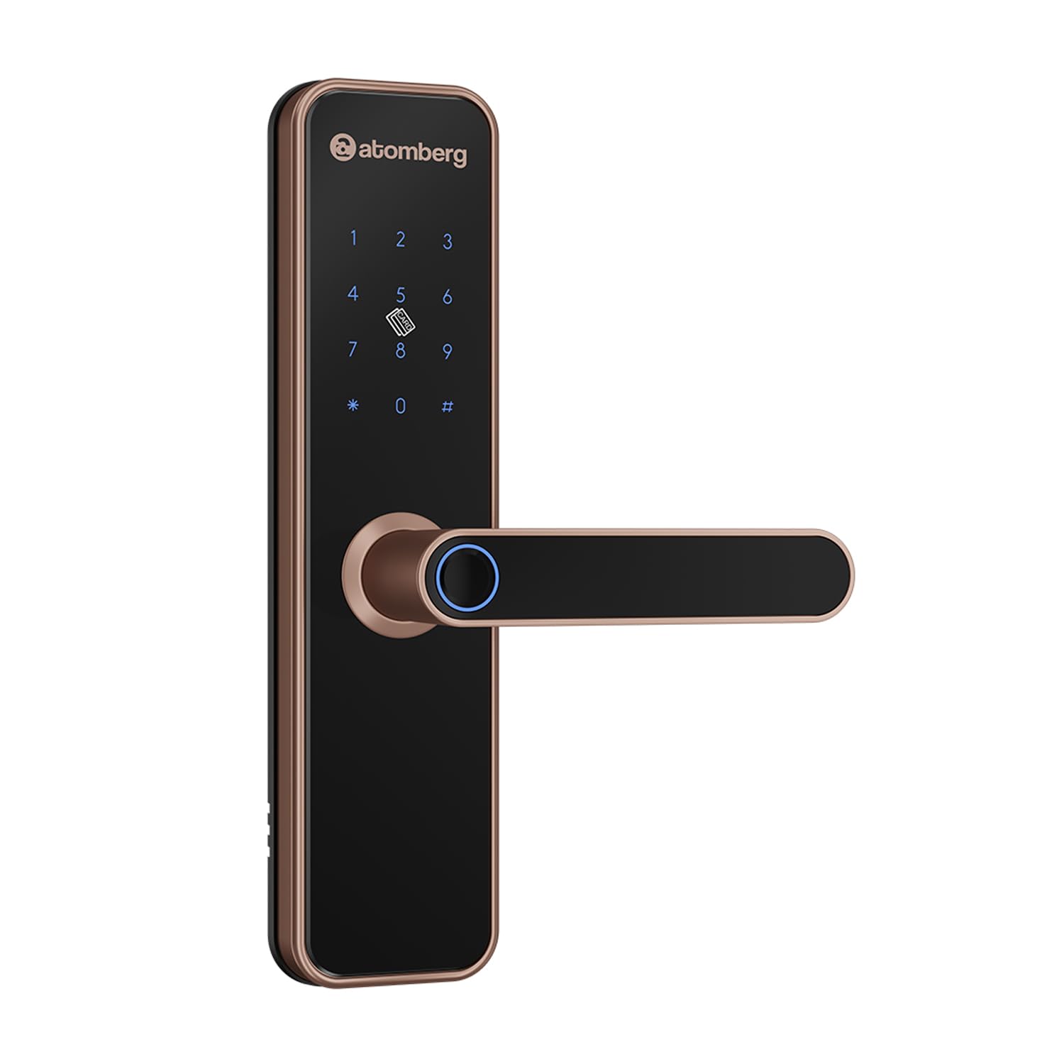 Atomberg Azhero Smart Door Lock | 6 Ways Unlocking | Fingerprint | PIN | Remote OTP | NFC Card | Atomberg App (Data Stored in India) | Key | Free Installation | 2 Year Warranty