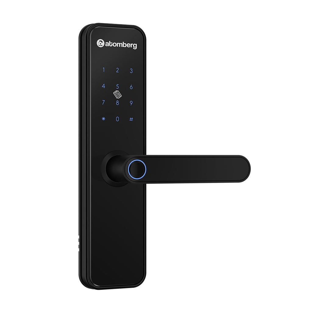 Atomberg Azhero Smart Door Lock | 6 Ways Unlocking | Fingerprint | PIN | Remote OTP | NFC Card | Atomberg App (Data Stored in India) | Key | Free Installation | 2 Year Warranty