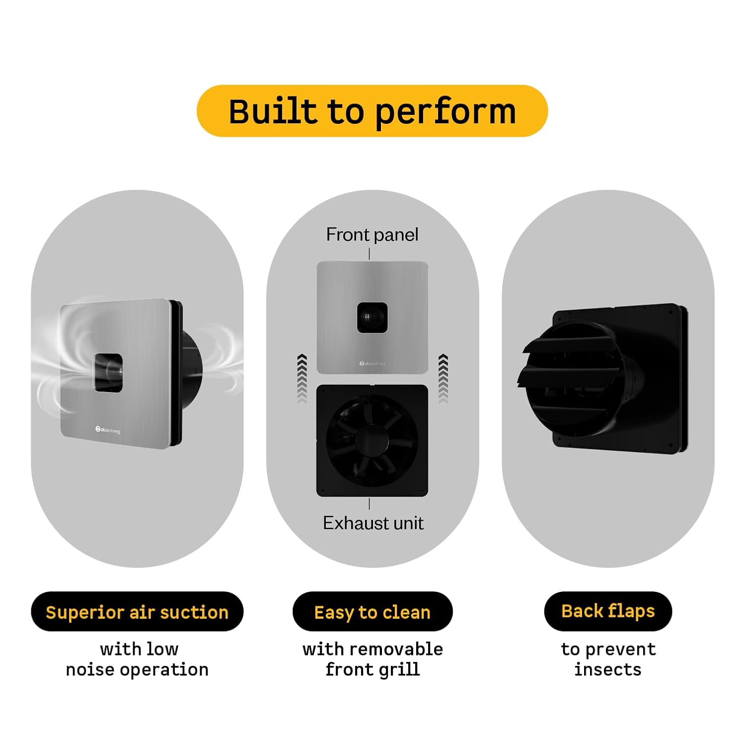 atomberg Studio+ Exhaust Fan 150mm (6 Inches) | BLDC Motor | 6.8W| Low Noise | 2000 RPM| Ideal for Bathroom& Kitchen | Easy to Clean | Installation-Round Cut (153mm) | 2 Year Warranty