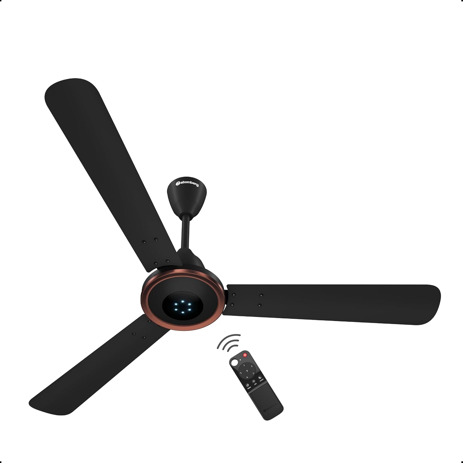 atomberg Erica Artesta 1200mm India's No.1 BLDC Ceiling Fan with Remote | BEE 5-star | Best Air Delivery | Low noise | LED Speed Indicator | 3 Years Warranty| Midnight Black