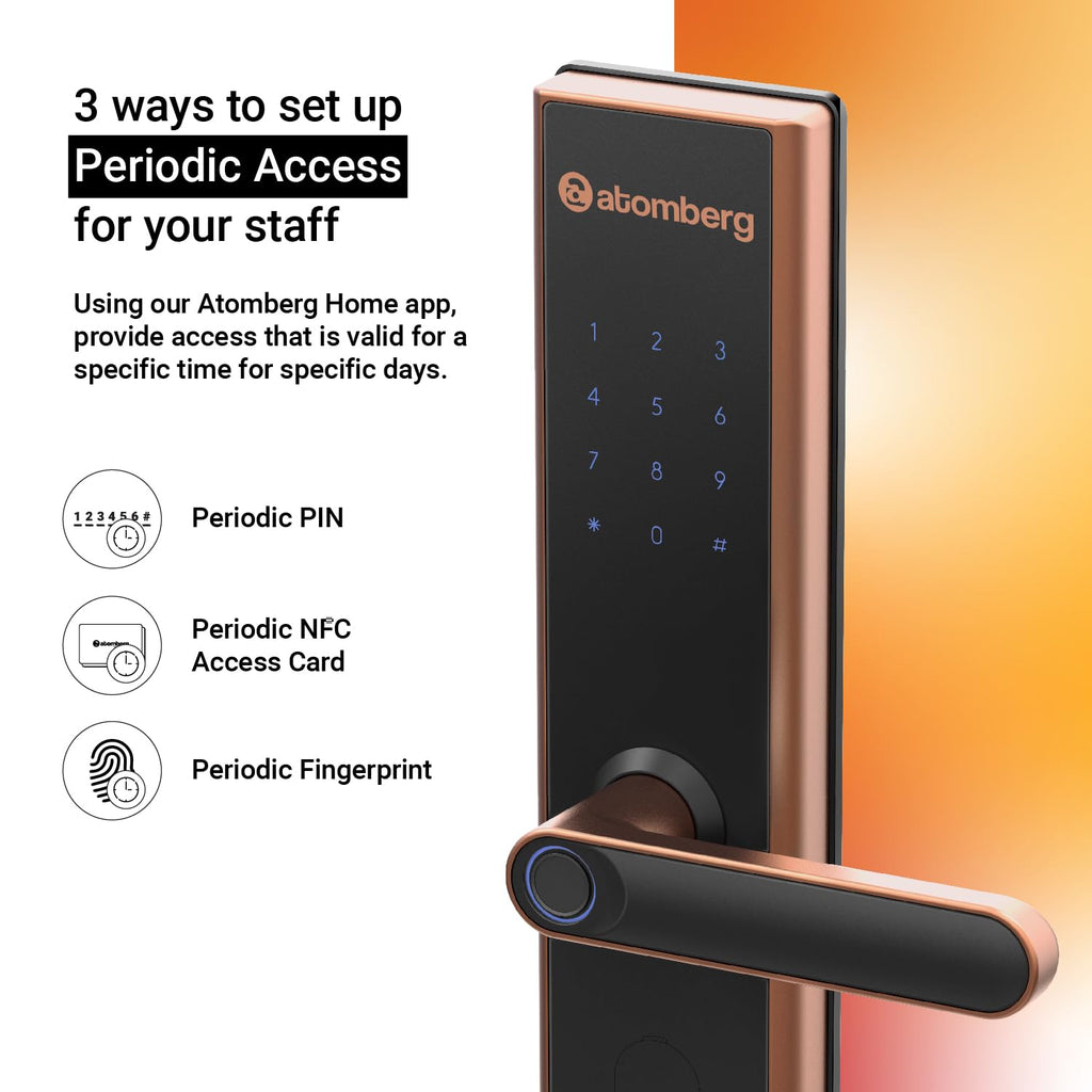 atomberg SL 1 Smart Door Lock | 6 Ways Unlocking | Fingerprint | PIN | OTP | NFC Card | Atomberg Home App (Data Stored in India)| Key | Free Installation | 2 Year Warranty by Atomberg