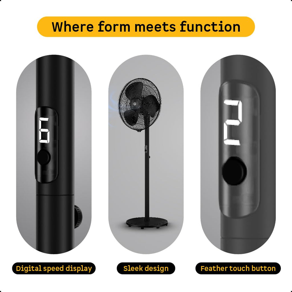atomberg Renesa 400mm Pedestal Fan | 5-star rated | Ideal for Home & Office | Silent BLDC Stand Fan | 6 Speeds | 35W | Remote with Oscillation, Timer, Sleep | 2 Years Warranty