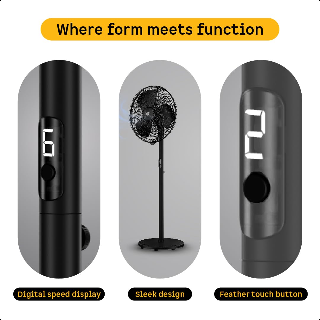 atomberg Renesa 400mm Pedestal Fan | 5-star rated | Ideal for Home & Office | Silent BLDC Stand Fan | 6 Speeds | 35W | Remote with Oscillation, Timer, Sleep | 2 Years Warranty