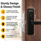 Atomberg Azhero Smart Door Lock | 6 Ways Unlocking | Fingerprint | PIN | Remote OTP | NFC Card | Atomberg App (Data Stored in India) | Key | Free Installation | 2 Year Warranty