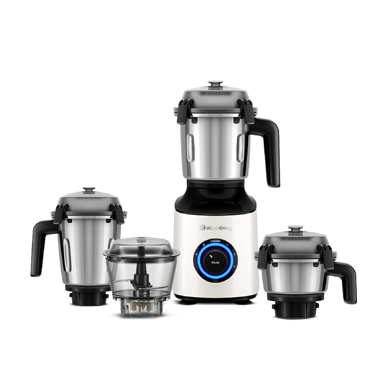 Atomberg Zenova Mixer Grinder | Unique Coarse Mode for Silbatta-like Texture | Intelligent BLDC Motor | Safety Features | 4 Jars including Chopper | Hands-Free Operation (Red Wine)