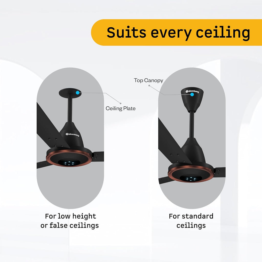 atomberg Erica Artesta 1200mm India's No.1 BLDC Ceiling Fan with Remote | BEE 5-star | Best Air Delivery | Low noise | LED Speed Indicator | 3 Years Warranty| Midnight Black