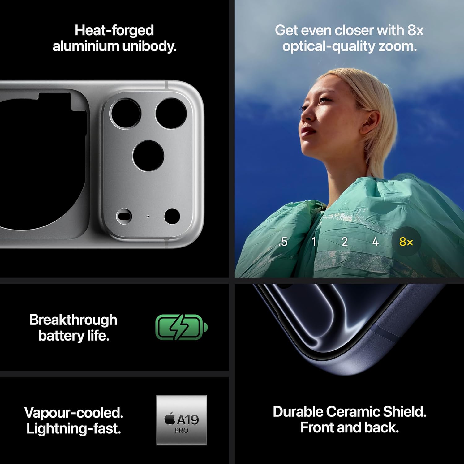 iPhone 17 Pro: 15.93 cm (6.3″) Display with Promotion up to 120Hz, A19 Pro Chip, Breakthrough Battery Life, Pro Fusion Camera System with Center Stage Front Camera