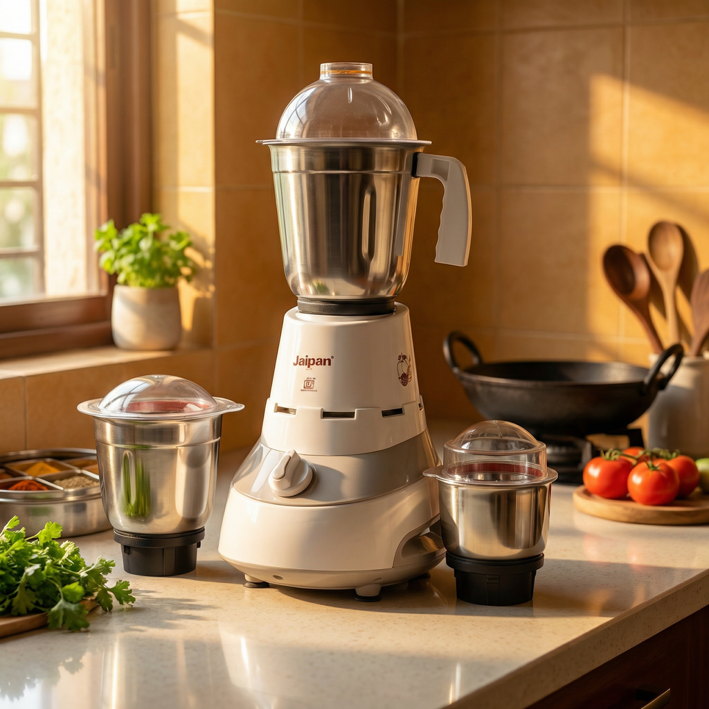 Jaipan Master Chef 750 Watts Mixer Grinder | 3 Stainless Steel Multipurpose Jars | ABS Body | Dual Tone colour | 24 months warrenty