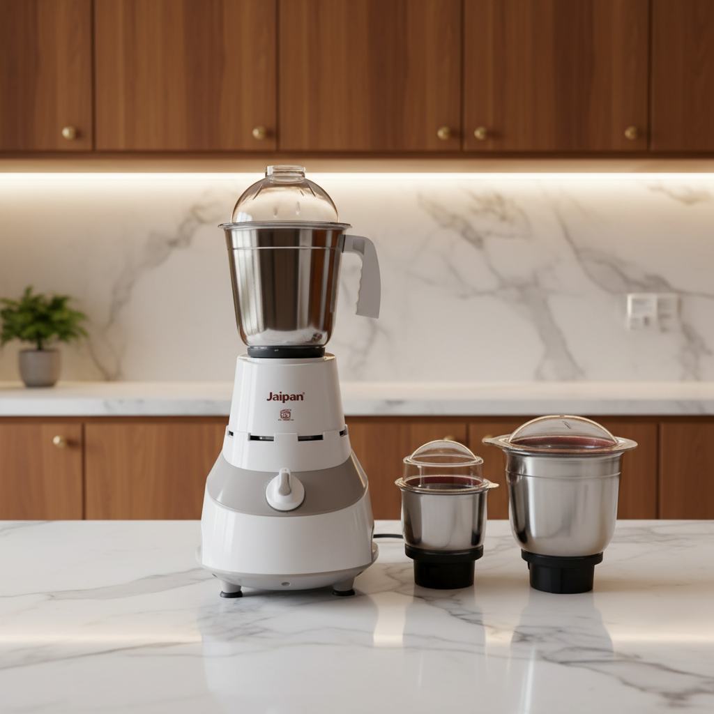 Jaipan Master Chef 750 Watts Mixer Grinder | 3 Stainless Steel Multipurpose Jars | ABS Body | Dual Tone colour | 24 months warrenty