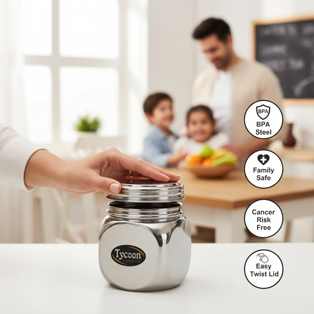 Tycoon square canister, Available in sets of up to 6. Premium stainless steel.