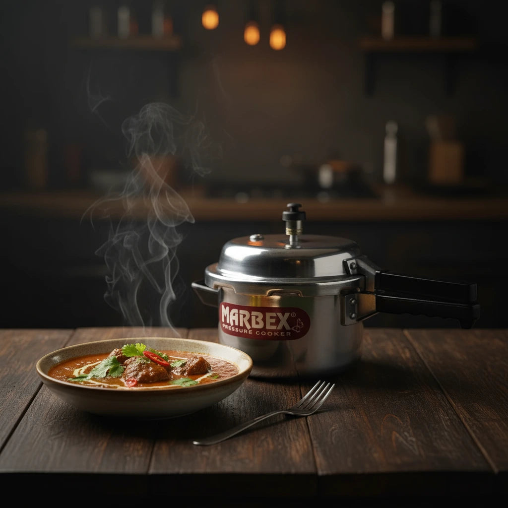 Marbex pressure cooker. Available in 3L, 5L, 7L, AND 9L.