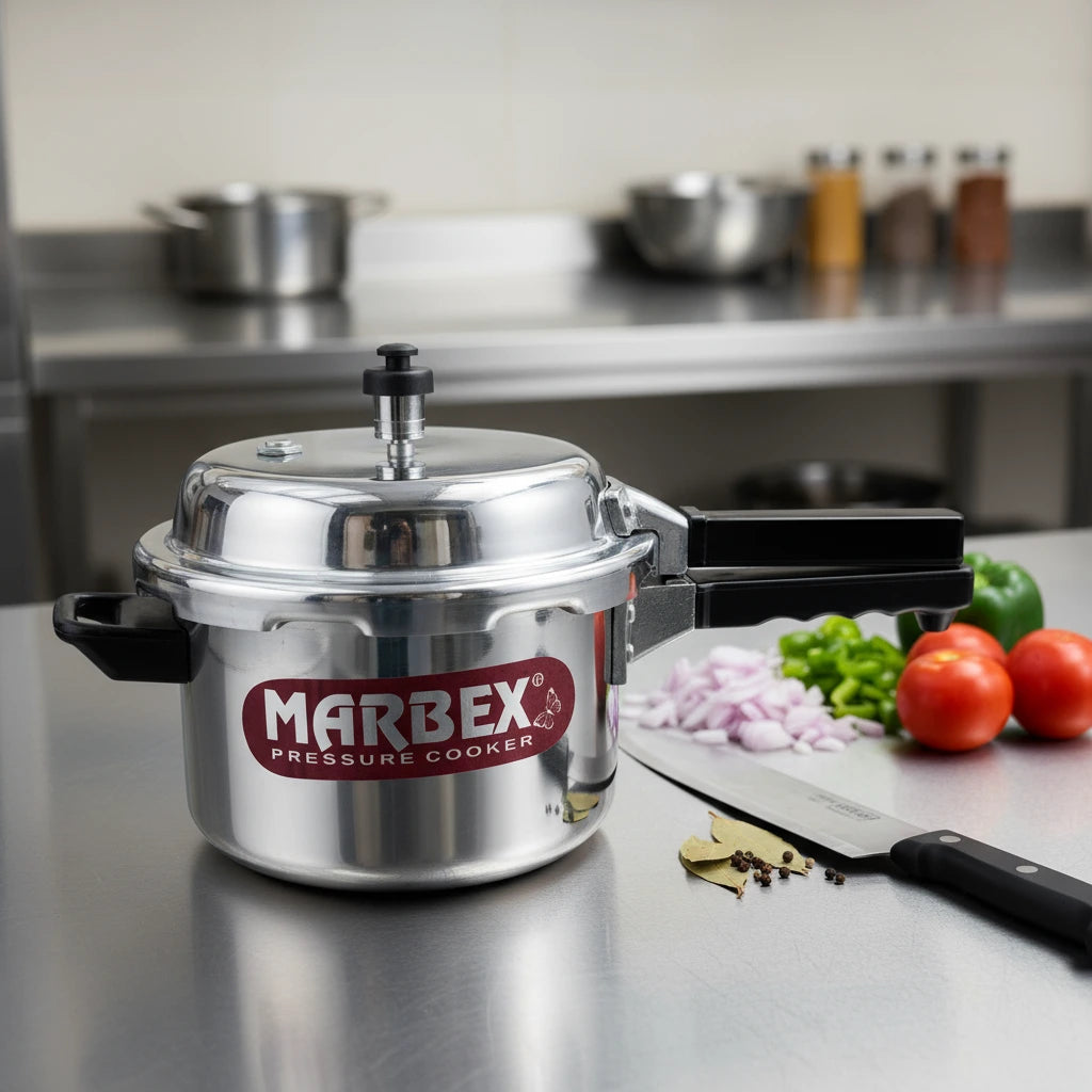 Marbex pressure cooker. Available in 3L, 5L, 7L, AND 9L.