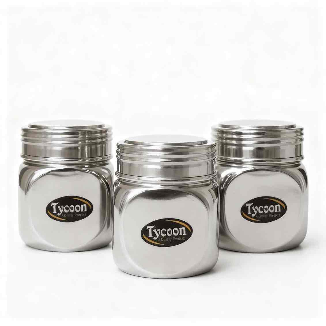 Tycoon square canister, Available in sets of up to 6. Premium stainless steel.